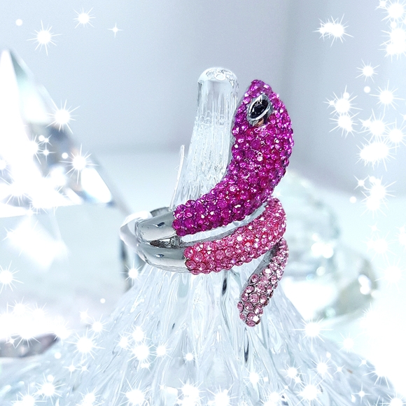 Snake Ring🎀Purple Pink Faux Colorful Rhinestones - Picture 1 of 7